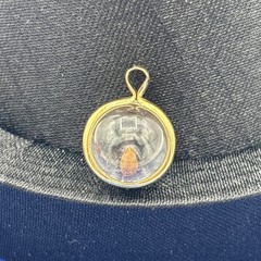 Vintage Mustard Seed Moving Pendant Charm Gold Tone Christian Faith 0.5”