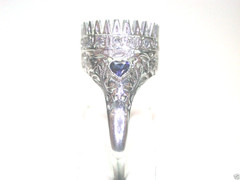 Antique Art Deco Mounting Setting Hold 12MM 14K White Gold Ring Size 5.75 UK-L