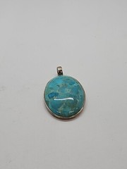 BARSE 925 STERLING SILVER Large Open Back Stabilized TURQUOISE PENDANT,16.7 grms