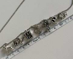VTG Charm Necklace Sterling Silver 20” Rolo Chain 3D Assorted 7 Wolf Horse Lion