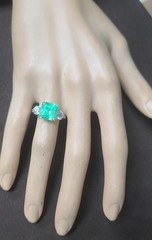 Vintage 14k Yellow Gold Engagement Ring 3.01CT. Natural Green Colombia Emerald