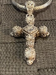 Vintage JTV Sarda Sterling Silver 925 Wheat Snake Chain w/ Filigree Sarda Cross