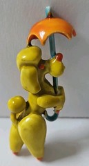 Vintage LISNER Poodle Dog Holding Umbrella Brooch Pin Enamel MCM Figural