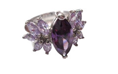 FANCY RING CRYSTAL PURPLE AND LAVENDER MARQUISE SHAPE LARGE SIZE 10.25 FANCY