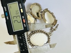 Vintage Sterling Silver AMY KAHN RUSSELL Mother Of Pearl Carved Fish Bracelet