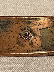 Vtg Bell Trading Post Solid Copper & Turquoise Corinthian Cuff Bracelet Made USA
