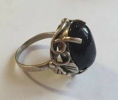 Vintage ring sterling silver 925 Size 8.5 Weight 8.1g Black Goldstone