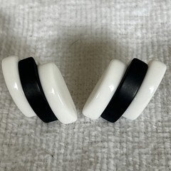 Vintage Acrylic 1980s Black + White Stud Earrings Asymmetrical Funky Costume