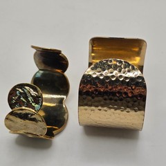 Vintage Cuff Bracelet Lot Gold Tone Hammered Wide Statement Boho Runway Minimal