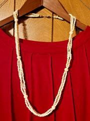 14k Gold Filled Multi-Strand Carved Cream Buffalo Bone Beaded Necklace 27 Inch