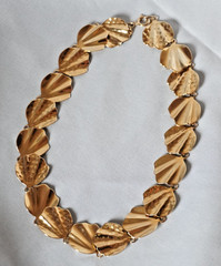 Vintage Park Lane Gold Tone Shell Link Statement Necklace Signed