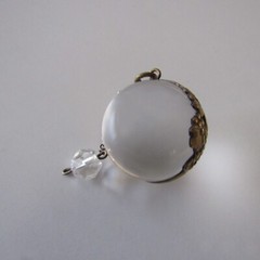 Antique Victorian Gilt Pools of Light Large 24mm Rock Quartz Orb