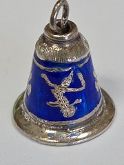 Sterling Silver ~ Siam Bell Charm ~ BEAUTIFUL BLUE ENAMEL ~ Pendant ~ VINTAGE