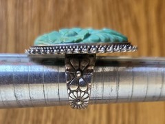 Vintage Amy Kahn Russell AKR 925 Sterling Carved Turquoise Size 6.5 Ring Band
