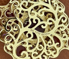 JTV Beria Collection Bronze 18 kt Ornate Scrollwork Carnelian Pendant Necklace