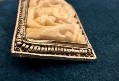 Antique Chinese Silver Tone Highly Detailed 3D Hand Carved Pin / Brooch