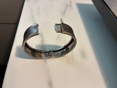 Vintage Hinged Bangle Bracelet 800 Silver Engraved Floral clasp 27 grams