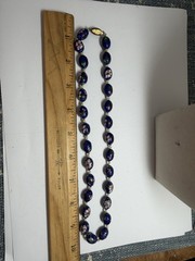 Vintage Chinese Export Cobalt Blue Cloisonne Enamel Hand Knotted Bead Necklace