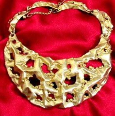 VTG Runway 70s Rare NAPIER Brutalist GP Modernist Bib Necklace “Molten Metal”