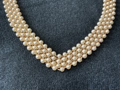 BEAUTIFUL VINTAGE NAPIER GOLD & FAUX PEARL BEADED 18” NECKLACE 6-17