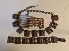 Vintage Copper Renoir Cuff Bracelet With Copper Necklace And Bracelet Set Lot!