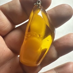 Pendant Amber Baltic Egg Yoke Big 2.25” Piece 15.5 Grams Antique