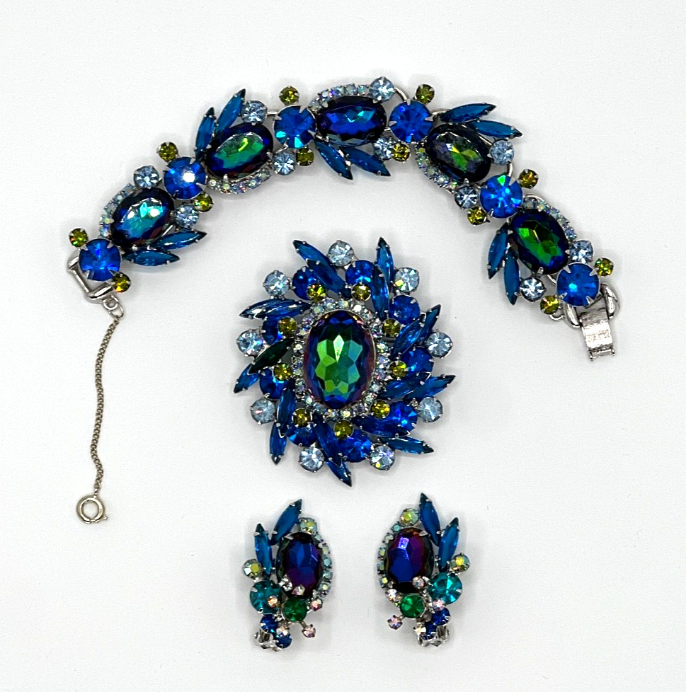JULIANA D&E Parure Blue Heliotrope Olivine Accents Reference #1199 & 5474
