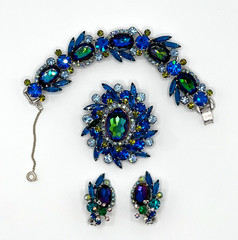 JULIANA D&E Parure Blue Heliotrope Olivine Accents Reference #1199 & 5474