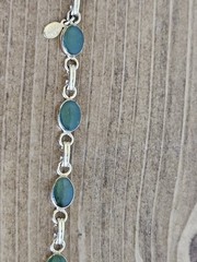 Vintage 1/20 12k Gold Filled & Green Stones Link Bracelet 6-3/4 Inches