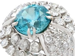 Vintage 5.70 Ct High Zircon 3.15 Ct Diamond 18k White Gold Dress Ring Size 5.5