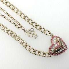 Juicy Couture Double layer Chain with Pink Rhinestones Heart