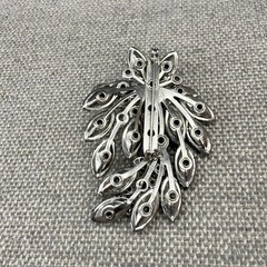 Vintage BroochSmoky Gray Marquise AB Rhinestones 2.5 Inches