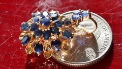 14k yellow gold pendant 4.00ct ceylon sapphire charm handmade 1920s antique 3.2g