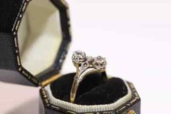 Art Deco Style Round Lab Created Diamond Engagement 14K Yellow Gold FN Ring