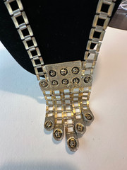 SIGNED Designer EDLEE 70’s Modernist Necklace 30” Gold-tone