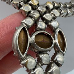 Vintage 1940s 1950s Rhinestone Necklace Earrings Set Smoky Gray Dangle