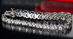 10k white gold tennis bracelet 1.00ct natural diamond 7.5″ vintage 8.65gr N2926