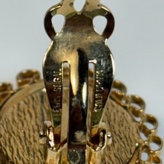 Lewis Segal Earrings Clip On Gold Tone Glass Grecian Urn Vase Cameo 1960s