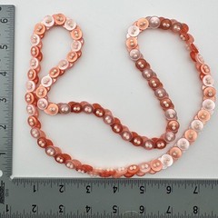 Vintage Pink Peach Button Disc Faux Pearl Bead Long Necklace 32 Inch Costume Vtg