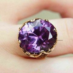 3Ct Round Cut Amethyst Women’s Vintage Engagement Ring In 14K Yellow Gold Plated