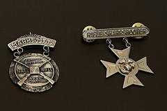 16-Vintage Brooch Pins Academic Marksman Crests Ski Award G&R Ski Tie Tac Eagle