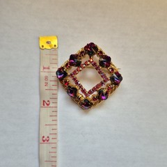 Square Rainbow Rivoli Art Glass Stone Brooch