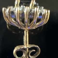 Vintage Yellow Gold Oval Blue Sapphire Halo Cluster Ring, Diamond Accents, 4/5