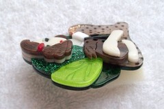 Vintage Fashion Lady with Pet Rabbit Layered Acrylic Pin or Brooch – NWOT