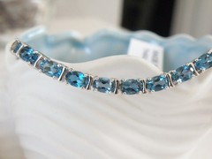 New Sterling Silver 925 Natural Heated London Blue Topaz Tennis Bracelet Fits 7″