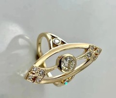 Vintage Art Deco Style Lab-Grown Diamond Engagement Ring in 14K Yellow Gold FN