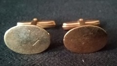Vintage Yellow Gold-Filled Bullet Back Cufflinks Lot of 2 Oval & Round