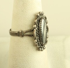 Vintage Sterling Silver Old Pawn hematite ring