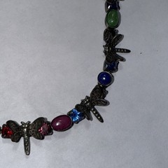 Mary Demarco Choker Dragonfly Cabochons And Rhinestone Hand Clasp Vintage 16-18”