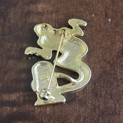 Vintage Halloween White Enamel Ghost And Tombstone Brooch Signed SFJ